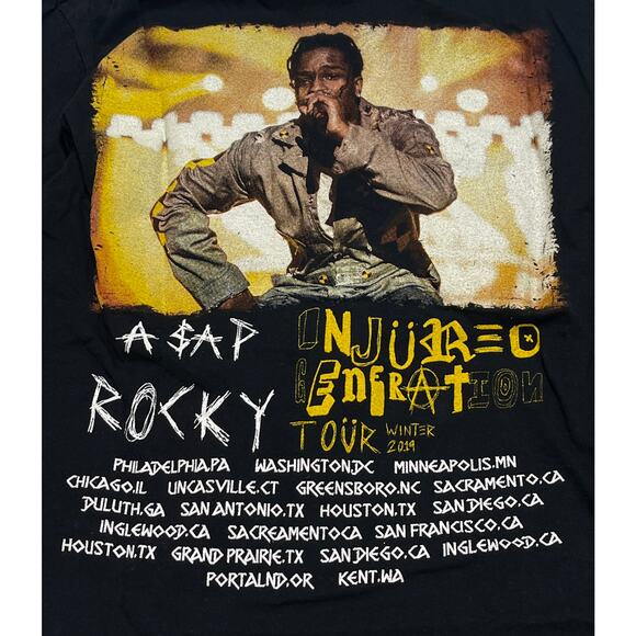 9-65 FRUIT OF THE LOOM Men's ASAP Rocky Winter 2019 Tour Shirt Black Small - Picture 4 of 5